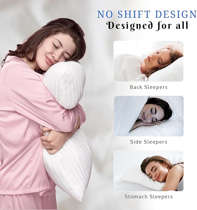 Covers & All Down Alternative Pillows Queen Size Set of 2, Luxury Soft Hotel Pillows for Sleeping, Breathable & Machine Washable, for Side, Back & Stomach Sleepers, 36" L x 20" W