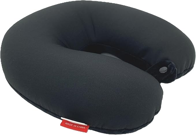 Bookishbunny U Shaped Micro Beads Microbead Neck Head Support Travel Pillow, 12"x12"x4" (SolidBlack)