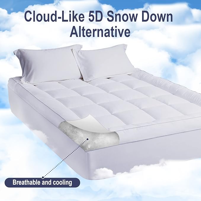HYPREST Mattress Topper Twin, Extra Thick Down Alternative Mattress Topper 1300 GSM, 100% Cotton Cooling Soft Quilted Plush Pillow Top Mattress Pad 8-24"