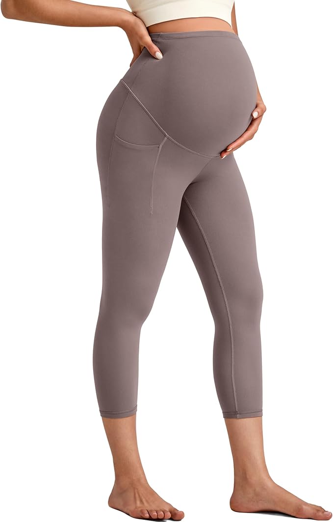 G4Free BareFeel Maternity Leggings with Pockets Over The Belly Stretchy Workout Yoga Pregnancy Pants