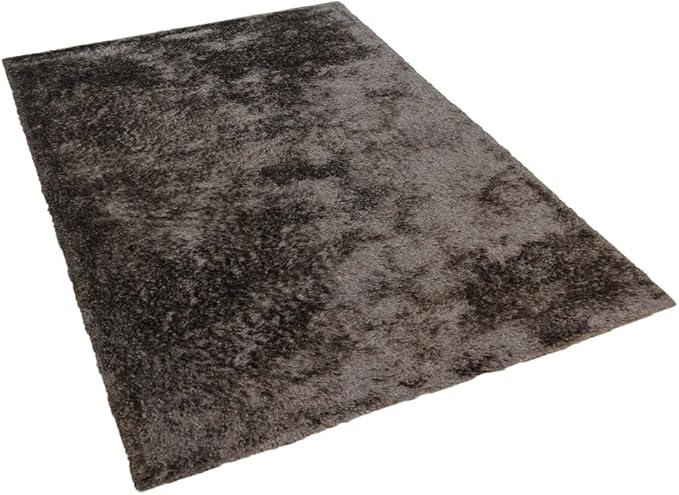 Hand Tufted SHAG Polyester ECO-Friendly Area Rugs - 3'11''x5'7'', Rectangle, Dark Brown Beige, Solid Plain Design, High Pile Thick Handmade Anti Skid Rugs for Living Room K00111