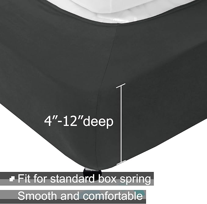 Box Spring Cover Queen/Cal Queen Size - Jersey Knit & Stretchy Wrap Around 4 Sides, Alternative for Bed Skirt, Gray