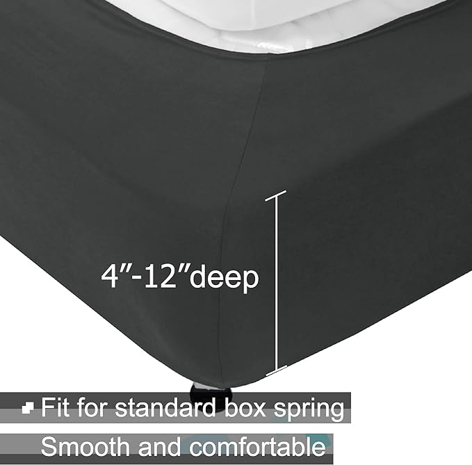 Box Spring Cover King Size - Jersey Knit & Stretchy Wrap Around 4 Sides Bed Skirt for Hotel & Home - King/Cal King/Olympic Queen, Gray