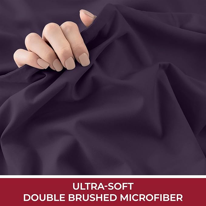 Mellanni California King Fitted Sheet - Iconic Collection Bedding Sheets with up to 16 inch Deep Pocket - Soft & Cooling - Fade & Stain Resistant - 1 PC (Cal King, Purple)