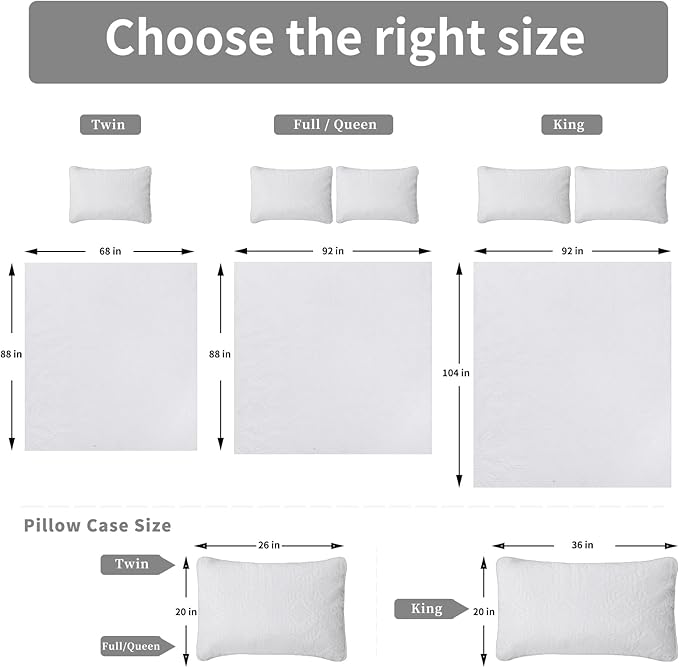 Easy-Going King Size Reversible Quilt Set with 1 Quilt and 2 Pillow Shams, Soft Bed Quilt Cover, Water Resistant Lightweight Microfiber Bedspread, Stain Resistant, Olive Leaf-White/White