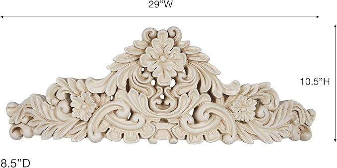 Izabella Traditional Wall Teester | Neutral Antique Ivory Finish | Royal Bed Crown Creates a Lavish Canopy with your Window Curtain Panels or Sheer Drapery | Classic Scrollwork and Medallion Design