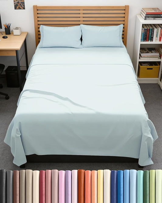 Full XL Size 4 Piece Sheet Set - Comfy Breathable & Cooling Bed Sheets Set - Hotel Luxury Bedding for Women, Men, Kids, Teens, Boys & Girls - Deep Pockets, Soft & Wrinkle Free - Oeko-Tex - Ice Blue