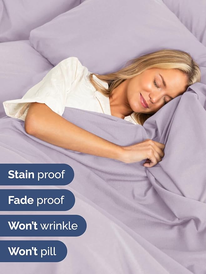 Extra Deep Twin XL Sheet Set - 4 Piece Breathable and Cooling Sheets - Hotel Luxury Bedding for Women, Men, Kids & Teens - Easy Secure Fit - Soft & Wrinkle Free - Extra Deep Pockets - Light Lavender