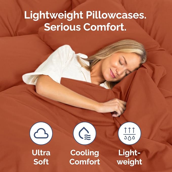 Queen Pillow Cases Set of 4 - Ultra Soft Hotel Quality Pillowcase Covers - Comfy, Cozy & Wrinkle Free - Shrink, Stain & Fade Resistant - Machine Washable Pillow Protectors - 4 Piece Set - Terracotta