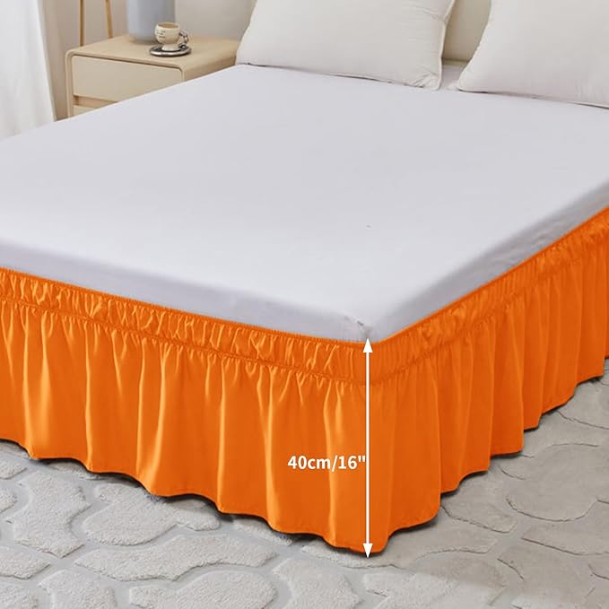 GIBZ Adjustable Wrap Around Ruffled Bed Skirt, Elastic Dust Ruffles Easy Fit Wrinkle & Fade Resistant, Machine Washable, King 16" Drop, Blue Gray