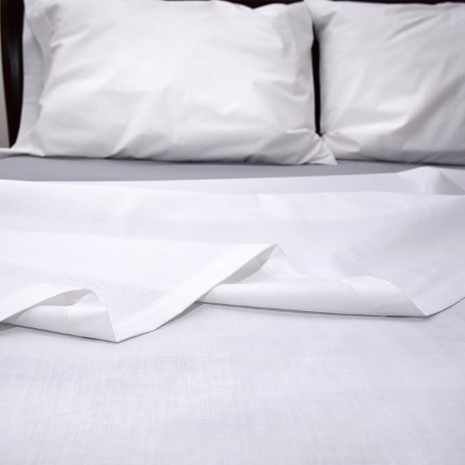 Luxury 1-Piece Flat Sheet + 2-Piece Pillowcases(Without Fitted Sheet) King Size – 800 Thread Count Pima Cotton, Heavyweight Fabric, Deep 15" Pockets, Ultra Soft & Durable (White)