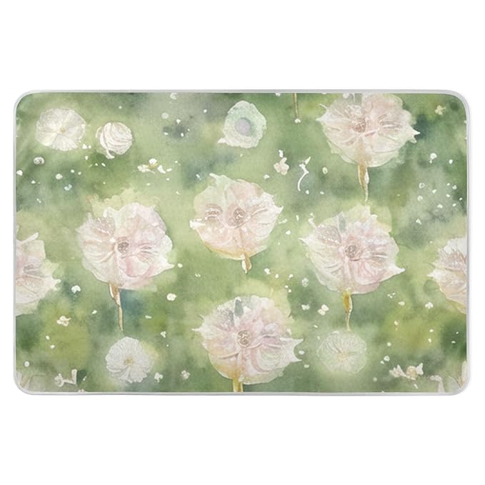 Waterproof Bed Pad Reusable Changing Pad Toddler Mattress Protector Large Pee Pad Baby Diaper Pad Soft Washable Liner Green White Flower
