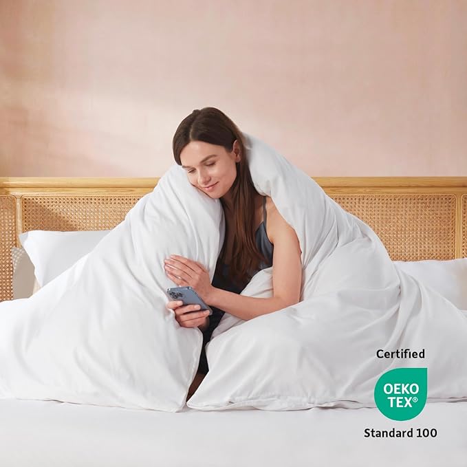 Nestl King Duvet Cover Set with Comforter Insert - White 4 Piece 104x90 Duvet Cover & 2 Pillow Shams with White Quilted Down Alternative Comforter, Ultra Soft, All Season