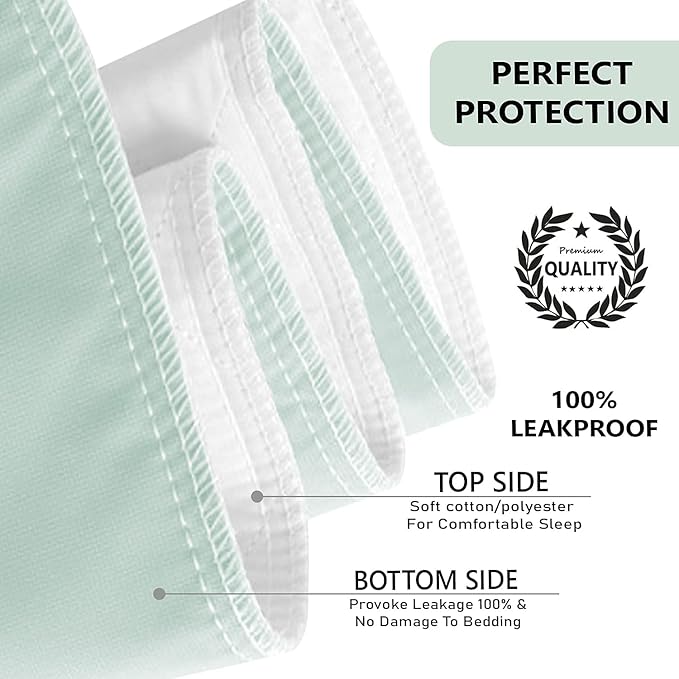 Nobles Incontinence Bed Pads - Waterproof, Reusable & Washable Bed Pad - Absorbent Underpad Mattress Protector for Bed Wetting - Washable Incontinence Pads - 81x36-4 Pack (Green)