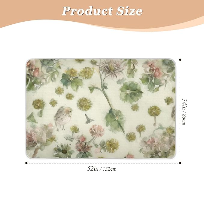Waterproof Bed Pad Reusable Changing Pad Toddler Mattress Protector Large Pee Pad Baby Diaper Pad Soft Washable Liner Beige Green Dandelion Bird