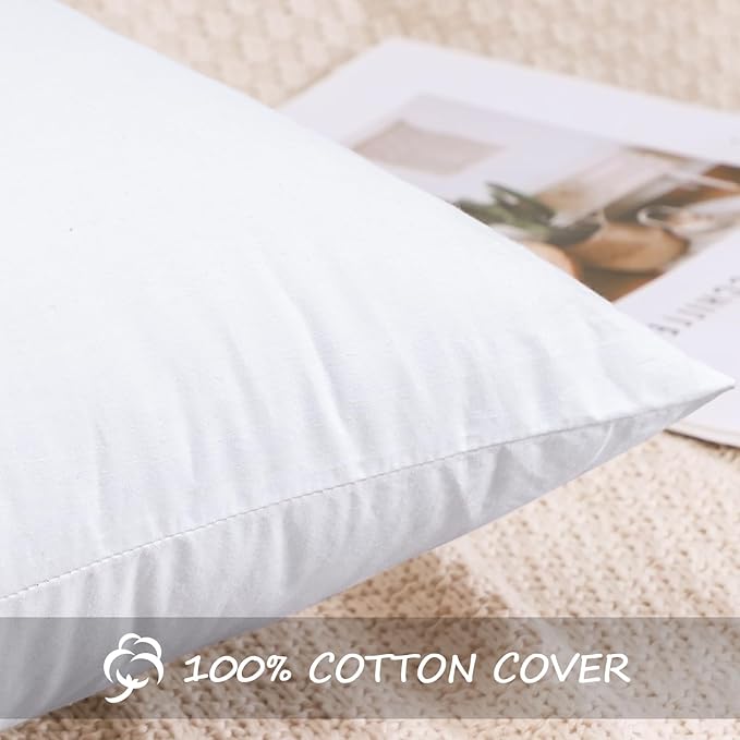 Artscope Synthetic Down Lumbar Pillow Insert, 14x36 Down Alternative Throw Pillow Insert. Ultra Soft Fluffy Sleeping Pillow with 100% Cotton Cover, Decorative Pillows Set of 2-White.