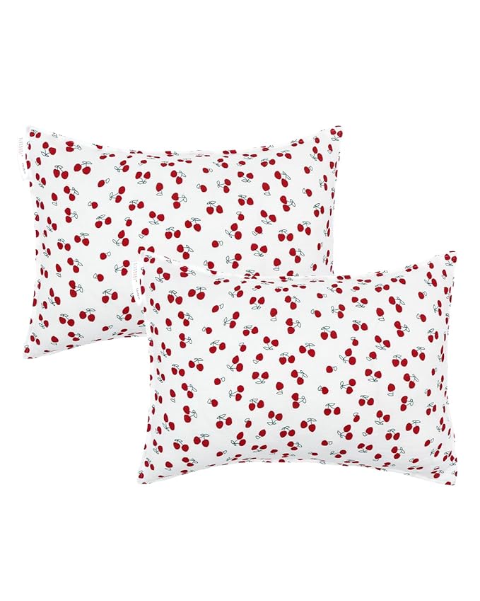 ALVABABY Toddler Pillowcases 2 Pack Muslin Cotton&Stretchy Kids Pillow Cover Fit 13"x 18" or 12"x16" Envelope for Girl Boy Sleepy Travel 2TPMN01A