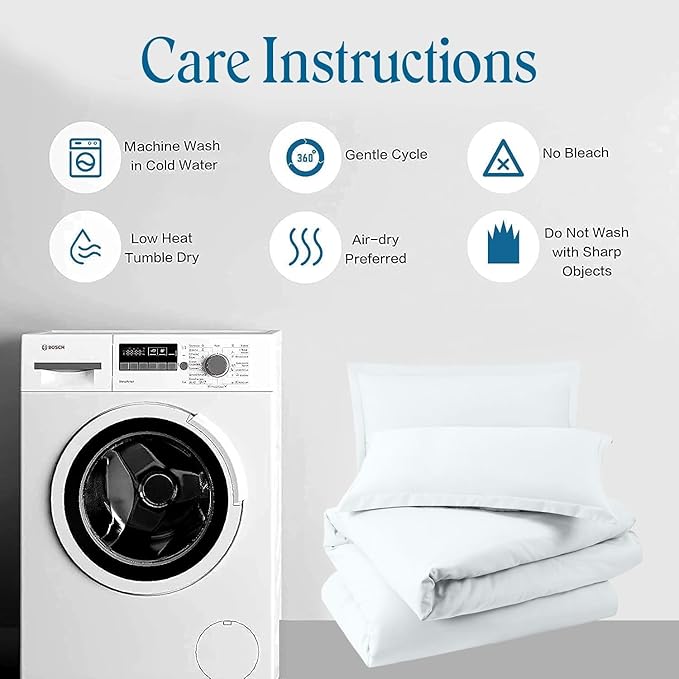 Premium 5-Piece King Size Duvet Cover Set – 800 Thread Count Pima Cotton, Heavyweight Fabric, Zipper Closure & Corner Ties, Ultra Soft & Durable (White)