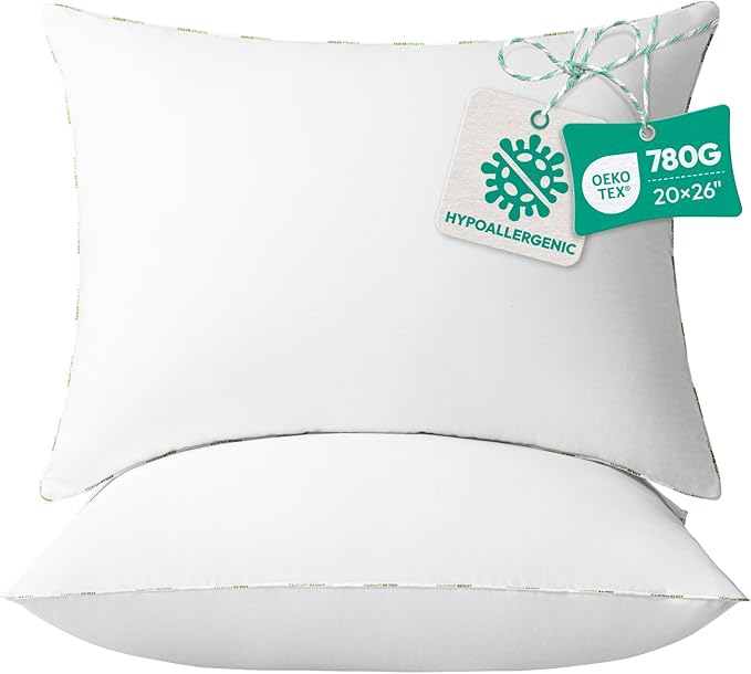 Throw Pillow Inserts (Pack of 2, 20 x 26 Inches, White) - Hypoallergenic 100% Virgin Fiber Lumbar Pillow Form Microfiber Throw Pillows for Bed and Couch Pillows | Indoor Decorative Pillow