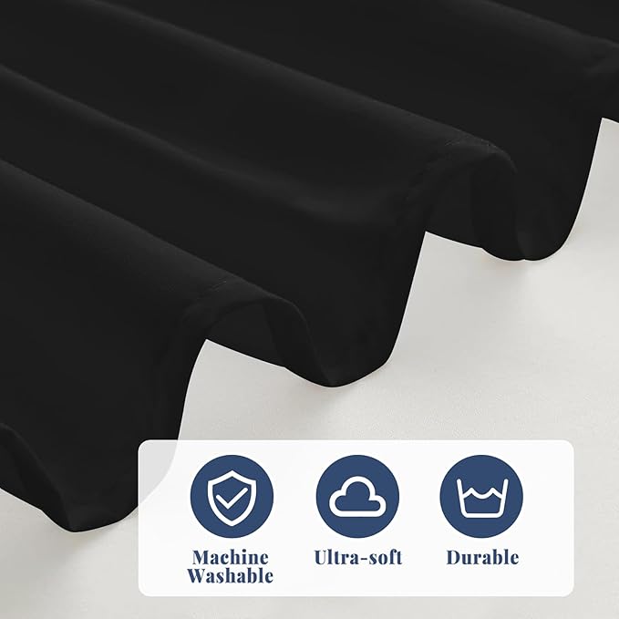 Queen Bed Skirt, Elastic Wrap Around Bed Skirt Queen Size, Bed Skirts for Adjustable Bed, Easy Fit with 18" Drop Length Tailored Drop Dust Ruffle (Black)