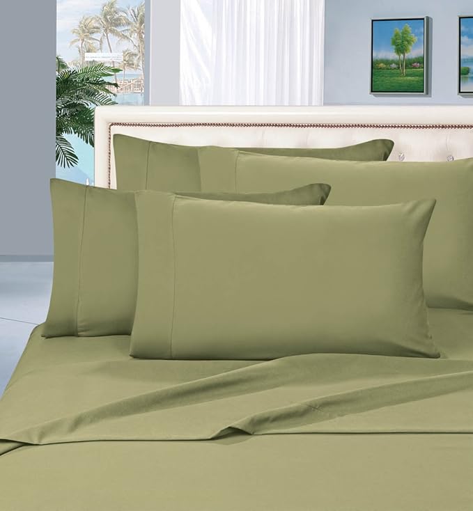 Elegant Comfort 1500 Premier Hotel Quality 4-Piece Bed Sheet Sets, Deep Pockets - Luxurious Wrinkle Free & Fade Resistant, California King, Green