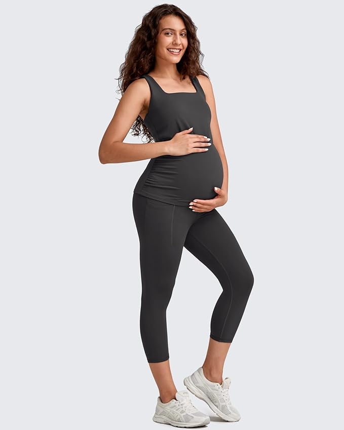 G4Free BareFeel Maternity Leggings with Pockets Over The Belly Stretchy Workout Yoga Pregnancy Pants