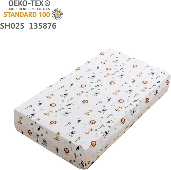 Cokouchyi Safari Animal Crib Bedding Set for Baby Boys Girls, 3-Piece Baby Crib Bedding Set, Standard Size Crib Set Including Crib Skirt, Sheet & Comforter