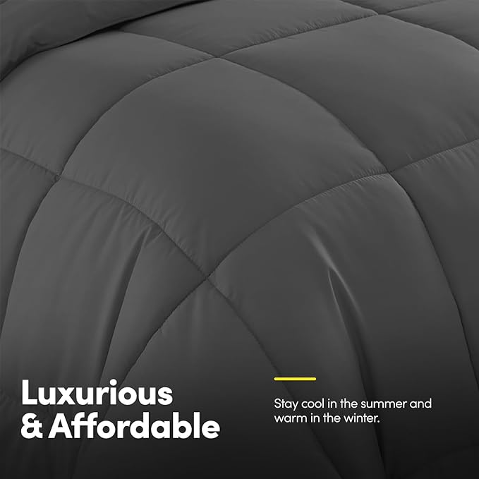 Twin XL Comforter Set with Sheets - Soft & Breathable Piece Bedding Collection - 1 Comforter, 1 Fitted Sheet, 1 Flat, Pillowcases - Deep Pocket - Premium Quality - Ideal for All Seasons, Gray