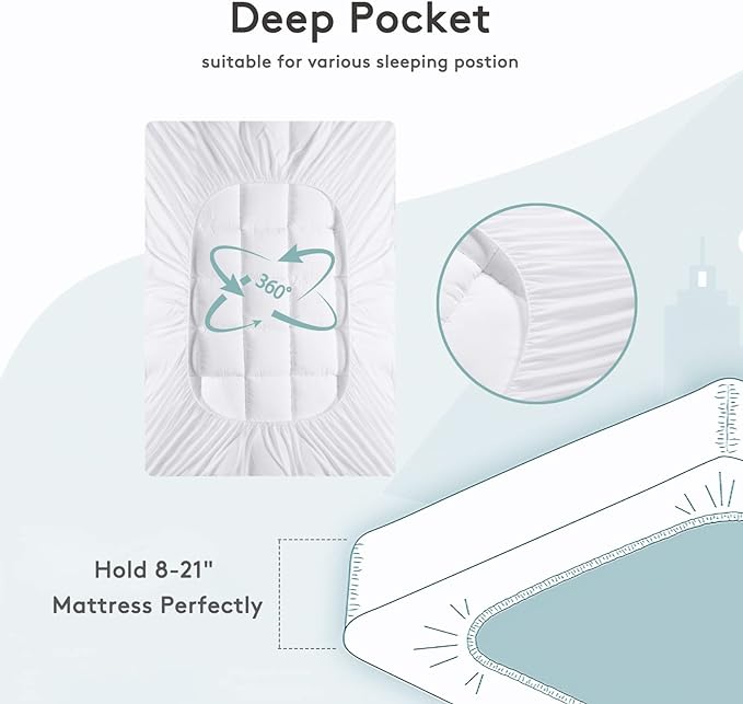Mattress Topper Full,Extra Thick Mattress Pad Cover for Back Pain,Cooling Mattress Protector with 8-21 Inch Deep Pocket,Overfilled Down Alternative Filling