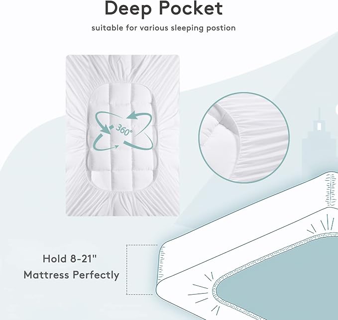 Mattress Topper King,Extra Thick Mattress Pad Cover for Back Pain,Cooling Mattress Protector with 8-21 Inch Deep Pocket,Overfilled Down Alternative Filling