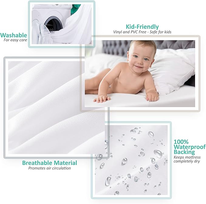Nestl Premium Microfiber Zippered Mattress Encasement - Water Proof Three Quarter Size Mattress Protector - Fits 15 Inches Deep - 48 Inches