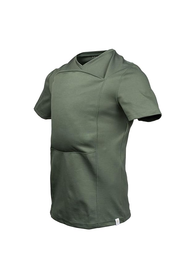 Lalabu The Dad Shirt | Hands-Free Baby Carrier for Dad with Kangaroo Pouch | Engineered for Bonding, Safety, & Comfort for Newborns Up to 15 Lbs. | CPSC Compliant - Fern - Small