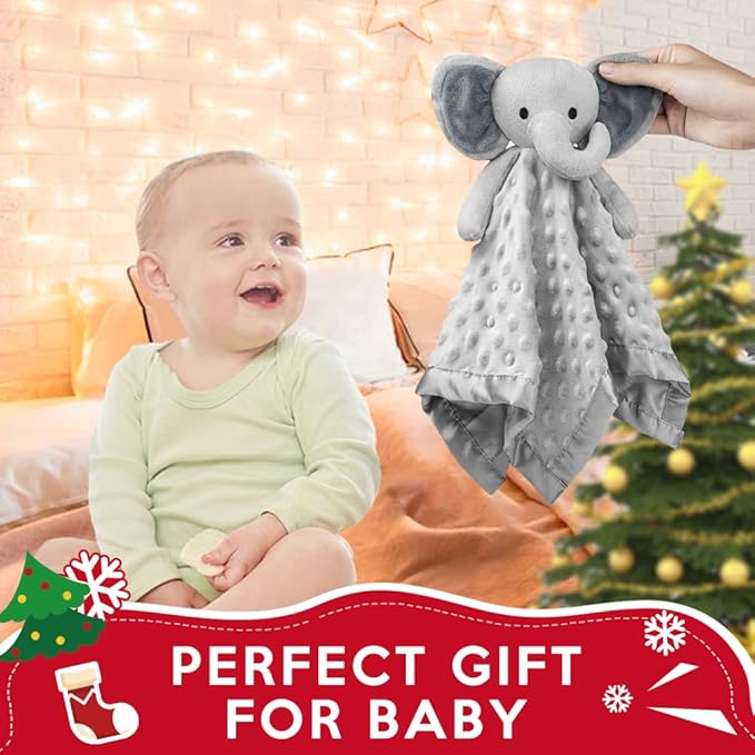 Pro Goleem Elephant Loveys for Babies Soft Security Blanket Infant Snuggle Toy Stuffed Animal Blanket Baby Registry Search Baby Boy Gifts for Infant and Toddler Gray 16 Inch