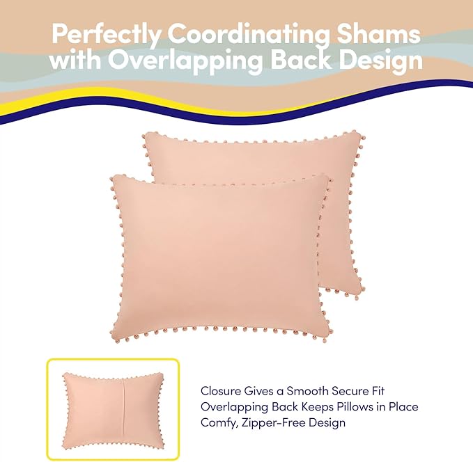 Kids Comforter Set Full Size – Bed in a Bag with Sheets, Pillowcases & Shams – Soft Stylish Pom Pom Bedding – All Season Girls Bed Set