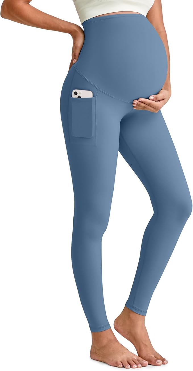 G4Free BareFeel Maternity Leggings with Pockets Over The Belly Stretchy Workout Yoga Pregnancy Pants
