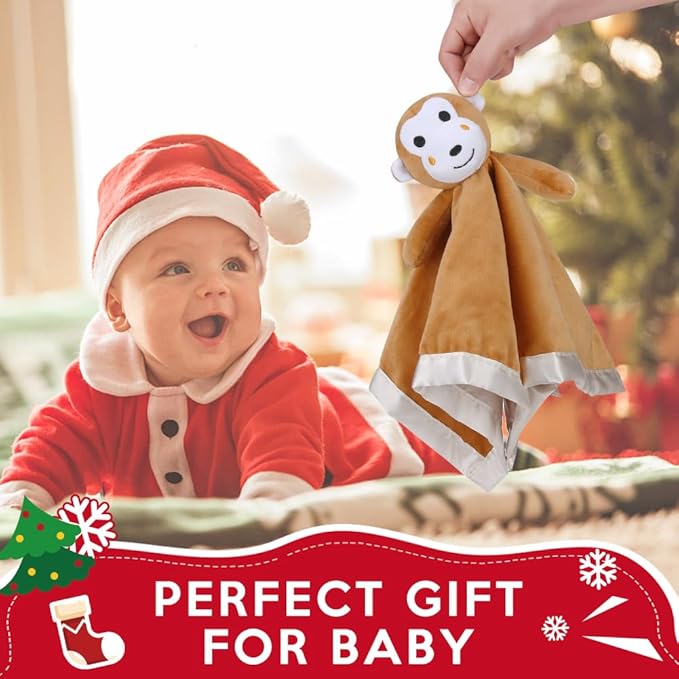 Pro Goleem Monkey Loveys for Babies, Soft Security Blanket Baby Snuggle Toy Newborn Stuffed Animals Baby Gifts for Boys and Girls, 16 Inch