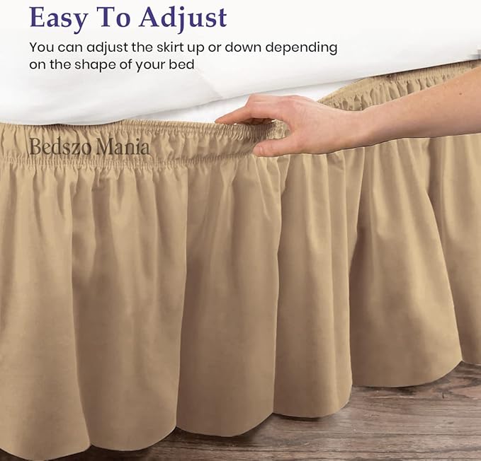 Wrap Around Bed Skirt 16" Inch Drop 100% MicrofibreFabric 1-Piece Bed Skirt Easy Fit Easy Care Fade & Wrinkle Resistant - Queen Size (60"X80"), Taupe