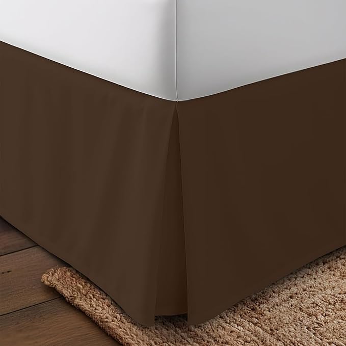Utopia Bedding Twin Bed Skirt - Soft Quadruple Pleated Ruffle - Easy Fit with 15 Inch Tailored Drop - Hotel Quality, Shrinkage and Fade Resistant (Twin, Brown)
