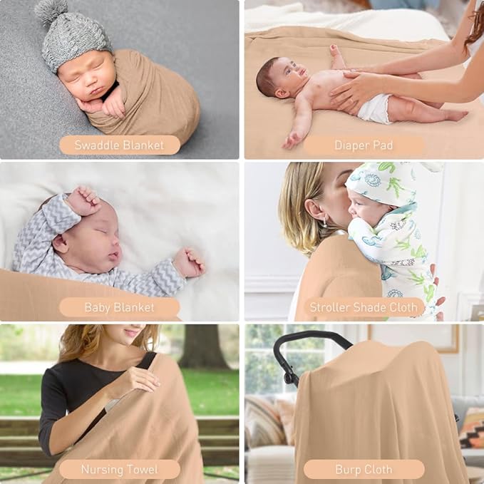 Organic Cotton Newborn Baby Swaddle Blanket Unisex Swaddle Wrap Soft Silky Muslin Swaddle Blankets Neutral Receiving Blanket for Newborn Boys and Girls Large 47 x 47 inches(120x120cm)