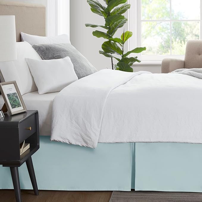 Nestl Light Baby Blue Full Bed Skirt - Full Size Bed Skirt 14 Inch Drop - Brushed Microfiber Bed Skirts - Hotel Quality Pleated Bed Skirt - Shrinkage & Fade Resistant