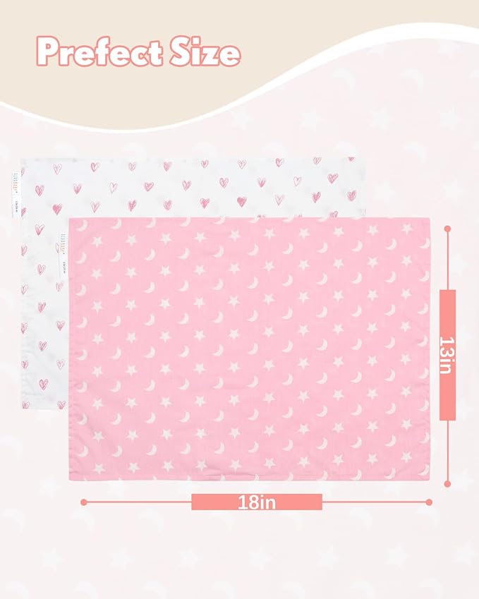 ALVABABY Toddler Pillowcases Fits 14x20in,13x18in Kids Cotton Baby 2 Packs Envelope Kids Pillow Cover for Boy Girl Sleeping Travel 2L-FTP18A