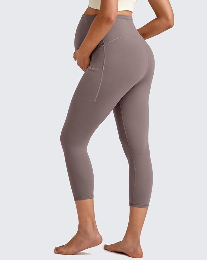 G4Free BareFeel Maternity Leggings with Pockets Over The Belly Stretchy Workout Yoga Pregnancy Pants
