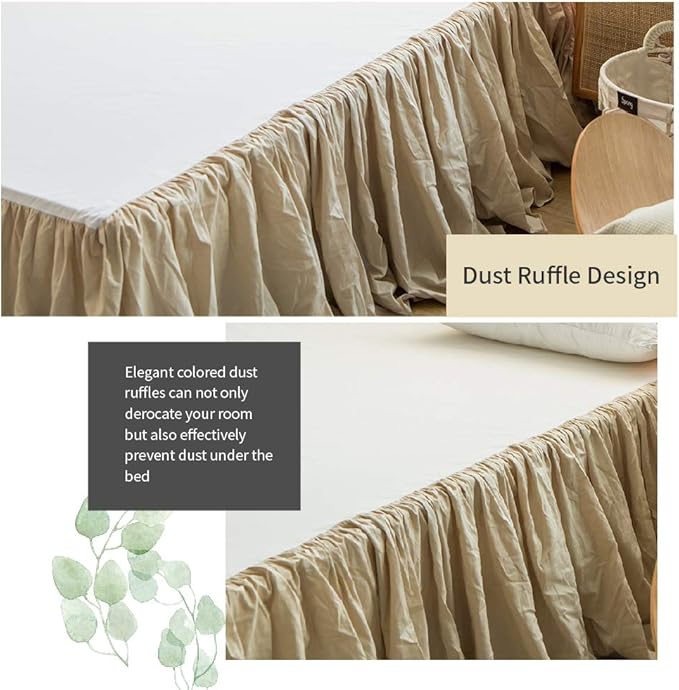 Simple&Opulence Belgian Linen Bed Skirt with Classic 16 inch Tailored Drop Dust Ruffle, Easy Fit Breathable Premium Natural Flax- Pleated Linen,King