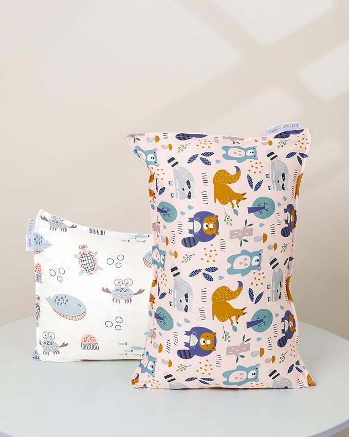 ALVABABY Toddler Pillowcases Stretchy Soft Kids Pillow Cover 2 Pack Fit 13"x 18" or 12"x16" Envelope for Girl Boy Sleepy Travel 2TPE25A