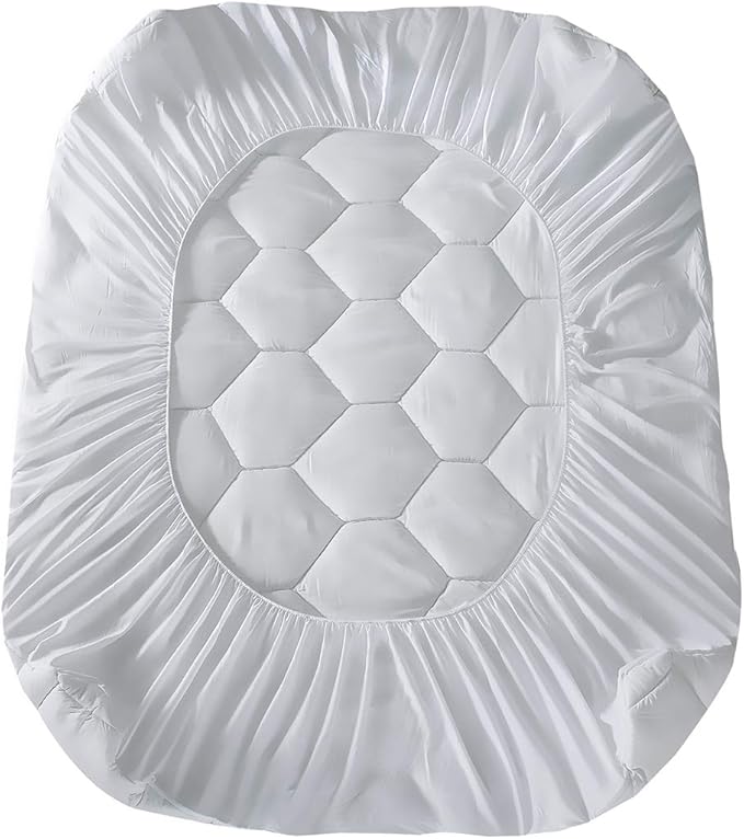 Queen Mattress Pad, 8-21" Deep Pocket Protector Ultra Soft Quilted Fitted Topper Cover Fit for Dorm Home Hotel -White