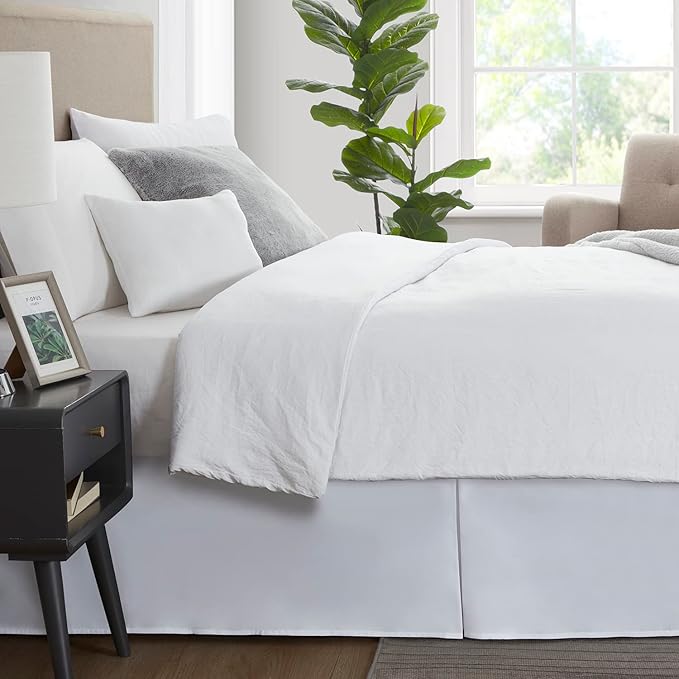 Nestl White Bed Skirt King Size - King Bed Skirt 14 Inch Drop - Brushed Microfiber Bed Skirts - Hotel Quality Pleated Bed Skirt - Shrinkage & Fade Resistant