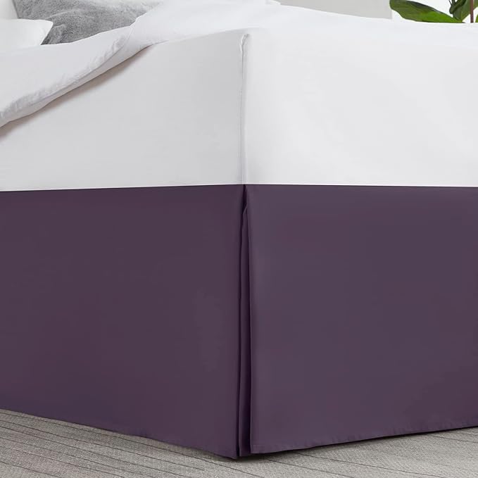 Nestl Dark Purple Bed Skirt Queen Size - Queen Bed Skirt 14 Inch Drop - Brushed Microfiber Bed Skirts - Hotel Quality Pleated Bed Skirt - Shrinkage & Fade Resistant