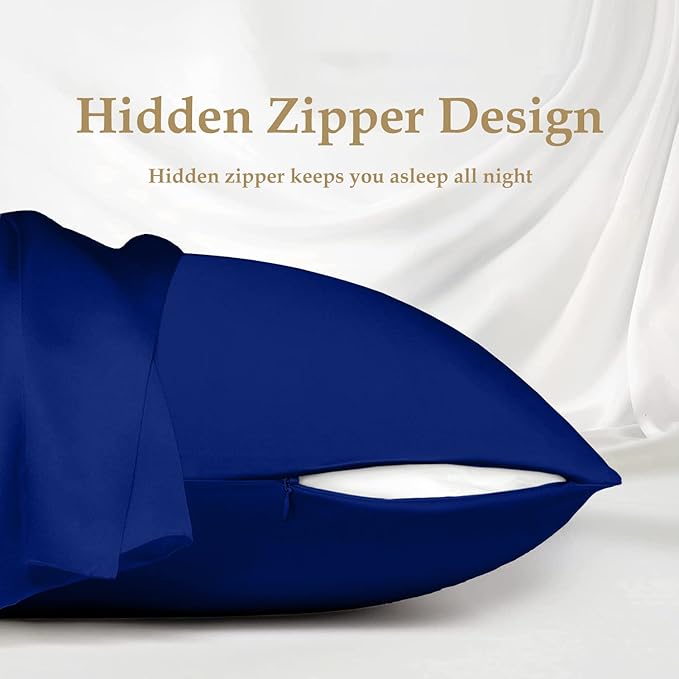 INSSL Silk Pillowcase fr Women, Mulberry SIL Pillowcase for Hair and Skin and Stay Comfortable and Breathable During Sleep(Egyptain Blue,King)
