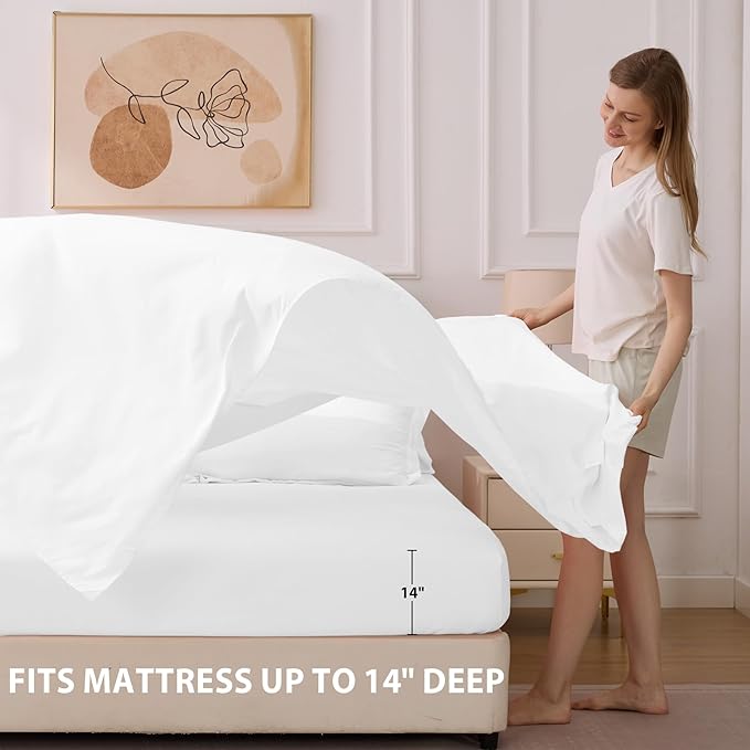 Full Comforter Set White - Bed in a Bag Full Size 7 Pieces, Soft Bedding Set for All Seasons, Premium Comforter Set with Comforter, Sheets, Pillowcases & Shams