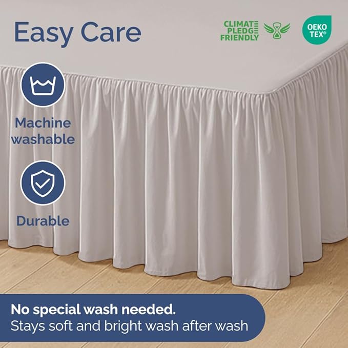 Bedskirt King Size Ruffle - 18 inch Drop Dust Ruffle Bed Skirt with Platform - Soft, Easy Fit, Premium Hotel Quality - Wrinkle, Fade & Shrink Resistant - for Women, Men, Kids and Teens - Light Grey